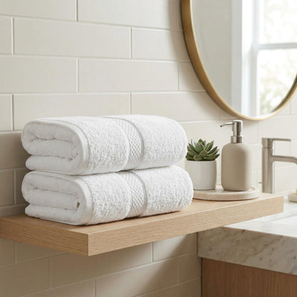 MistyMorning Bath Towels Pack of 2, Extra Large 70x140cm, Luxury 100% Cotton 500GSM Super Soft & Highly Absorbent Quick Dry Luxury Bathroom Towels