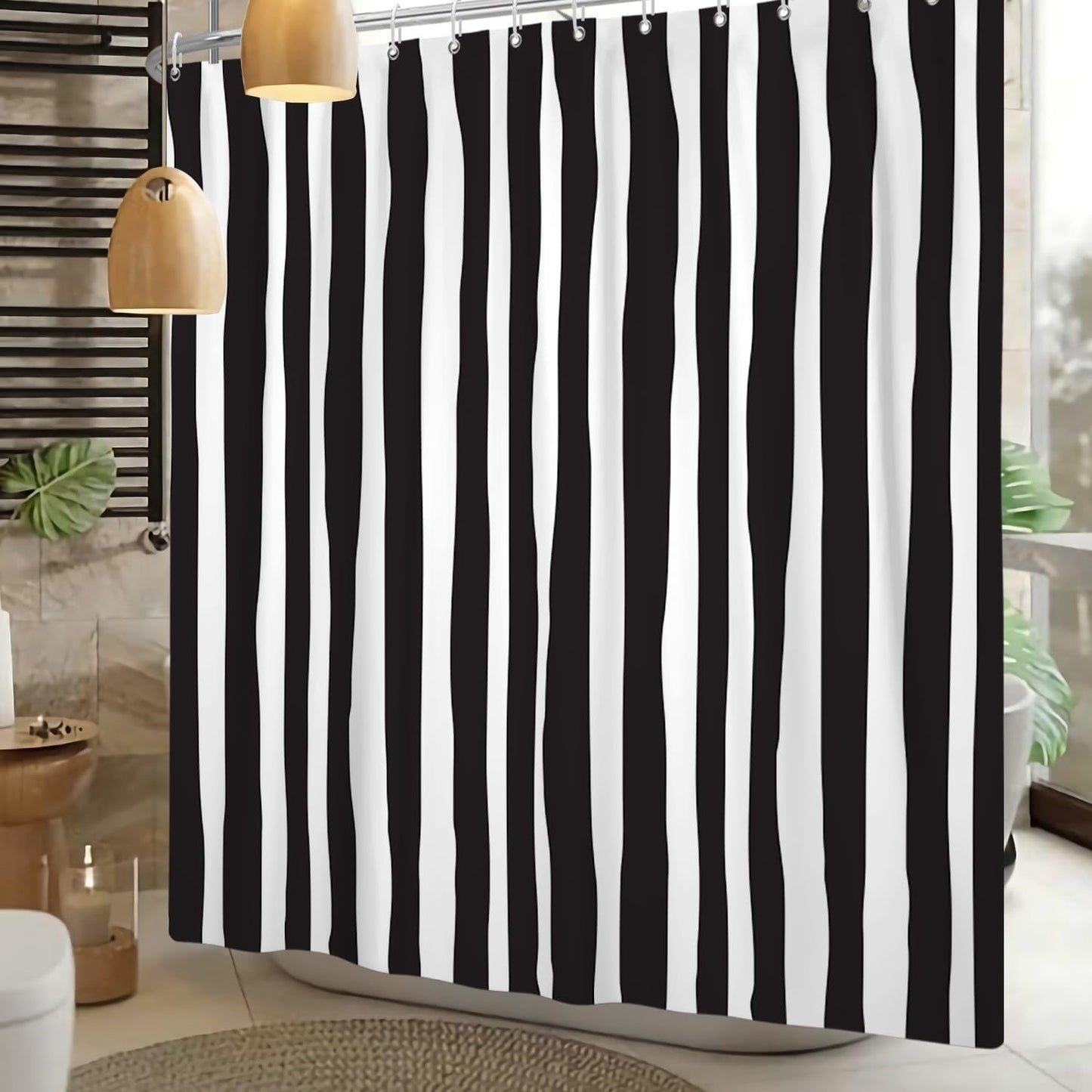 Xiaoterna Stripes Shower Curtain Geometric Line Abstract Modern Luxury Art Bathroom Curtain Modern Geometric Lines Minimalist Shower Curtain Machine