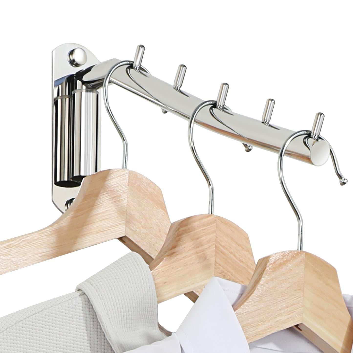 Mooche Wall Mounted Coat Rack Chrome, Swivel Clothes Rail, 27CM