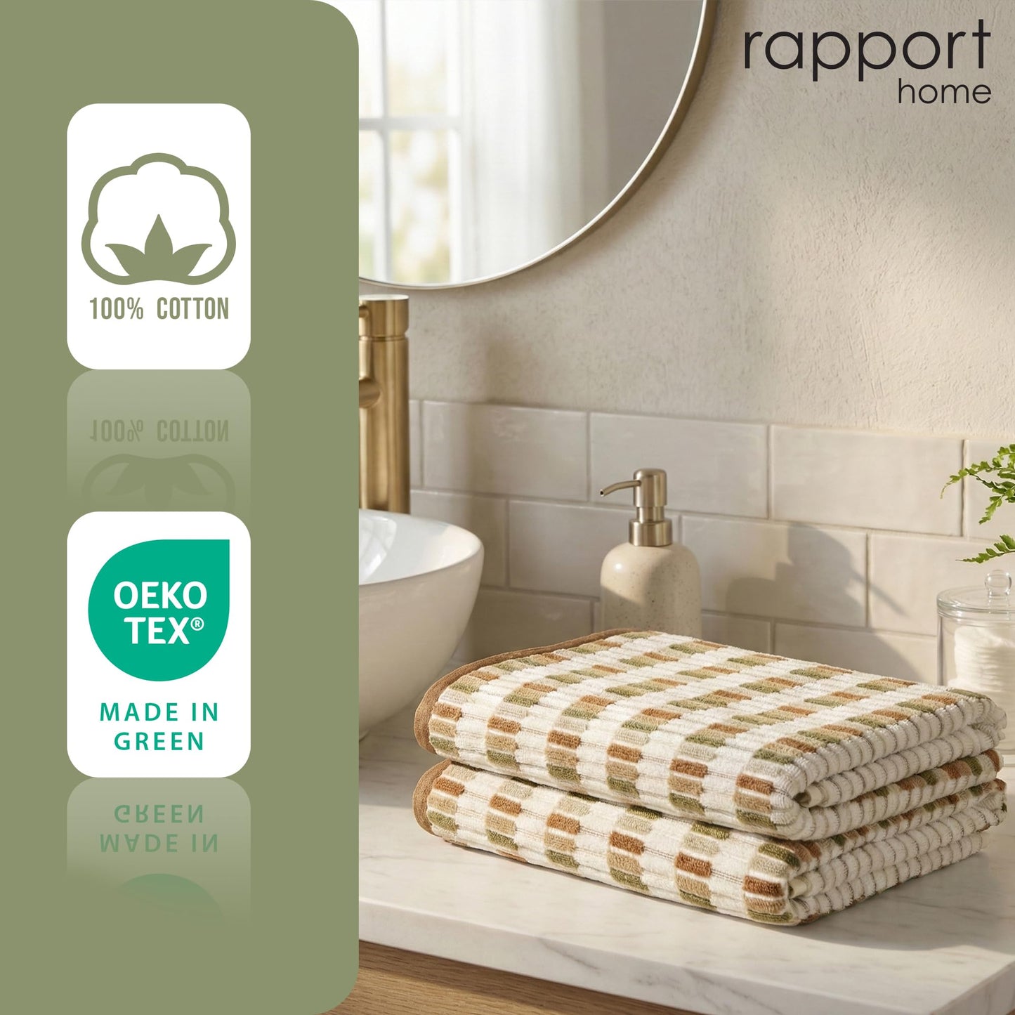 Rapport Home Santa Cruz Face Towels 2 Pack | Natural | 30x30cm | Luxurious 500GSM 100% Cotton | Oeko-Tex Certified Soft & Absorbent Face Cloths