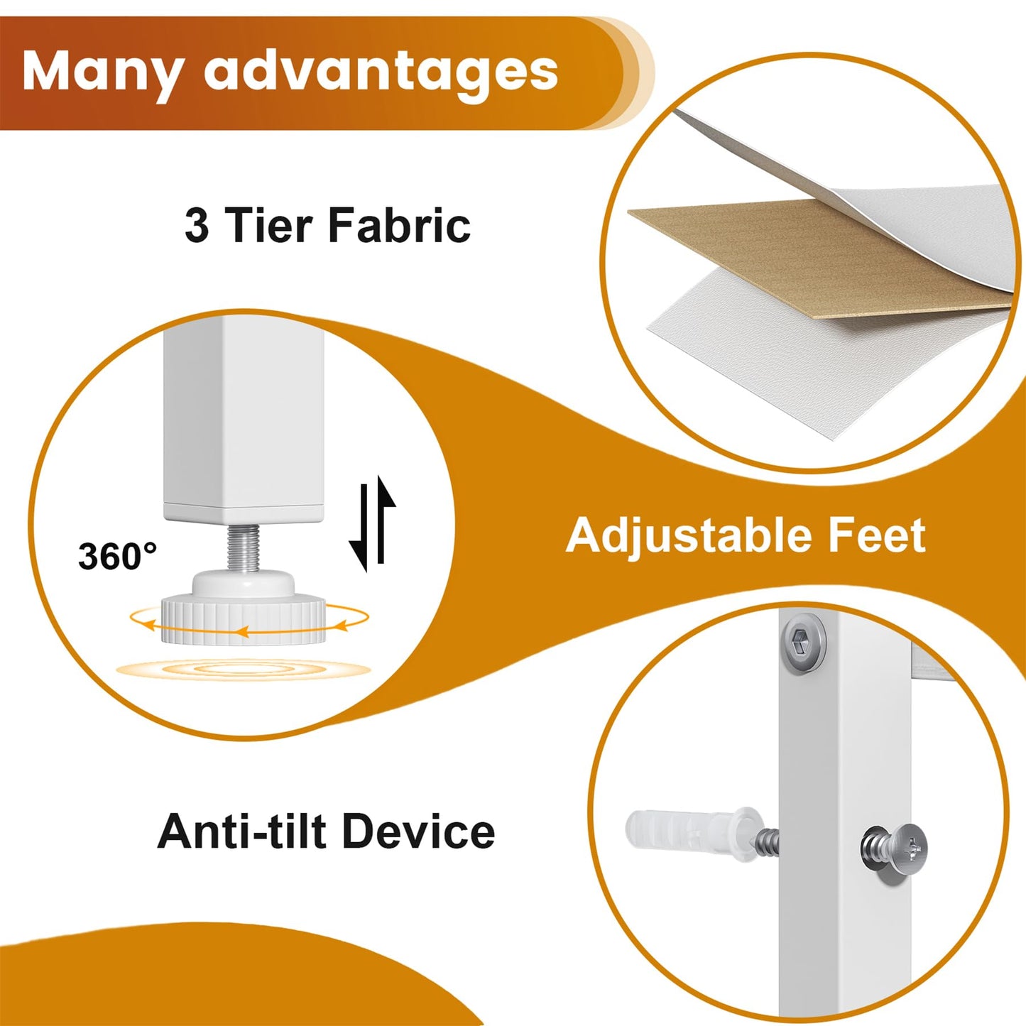 Feonase 7-Drawer Fabric Chest Of Drawers for Bedroom - 4 Large and 3 Small Drawers with Handles