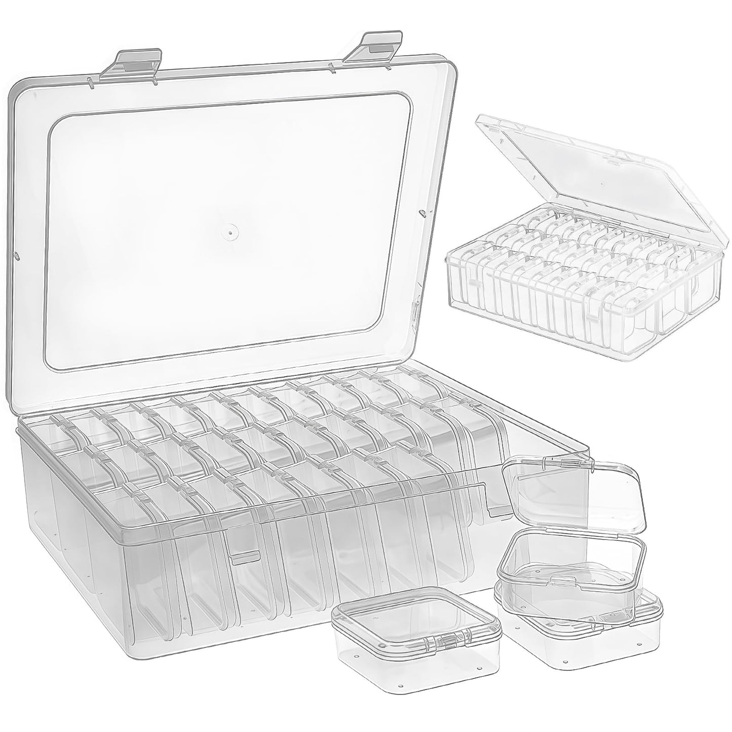 VPMeetx Bead Storage Box, 15 Grid, 2 Pack, Transparent Plastic