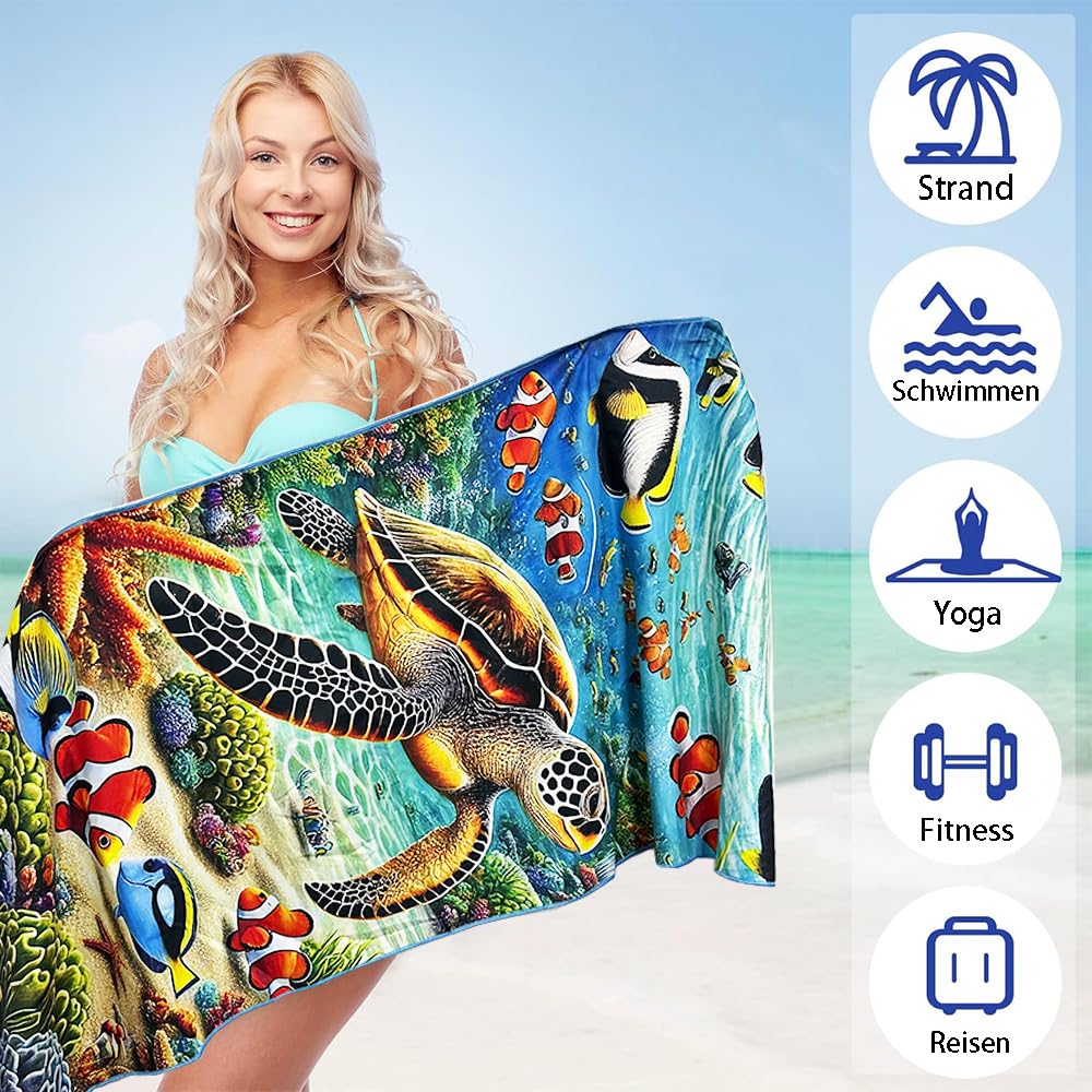 JAODFK Microfibre Beach Towel 71"X32" Quick Dry Lightweight 2 Pcs Sand Free Extra Large Thin Towels Travel Essentials For Adults Womens Swim Bath