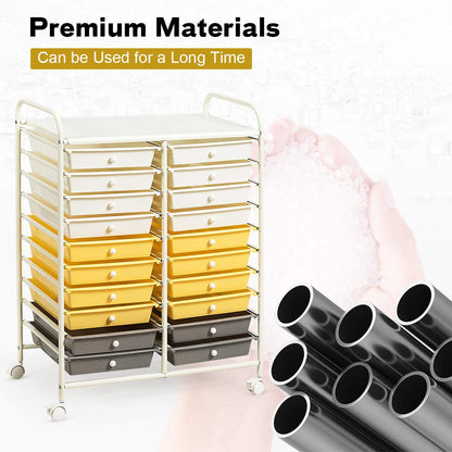 GiantexUK 20 Drawers Storage Trolley Yellow