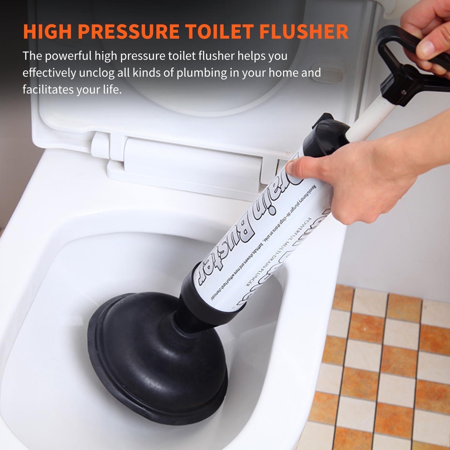 SubTack Drain Unblocker - Sink Plungers for Unblocking Plunger Shower Unblocker Powerful Toilet Air Plunger Toilet Unblocker Toilet Unblocker with 2