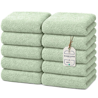 HomeBurg CORE 10-Piece Cotton Washcloths for Bathroom and Kitchen