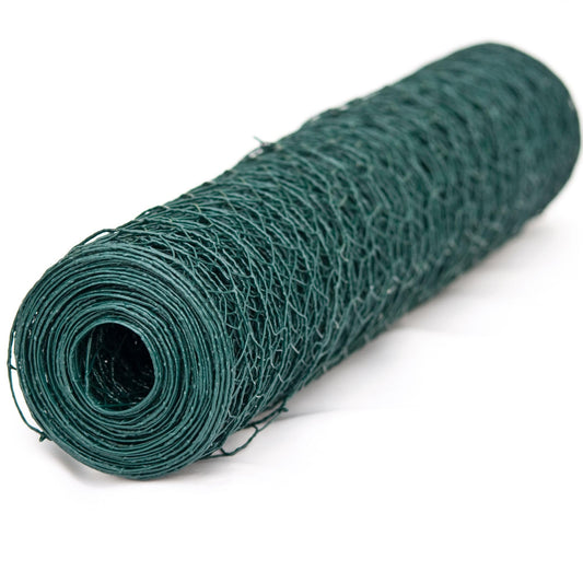 Windhager Hexagonal wicker, plastic-coated, fencing basic border, vole protection, raised bed, gutter cover, green, mesh size 13 mm, 10 x 1 m x 1 mm,