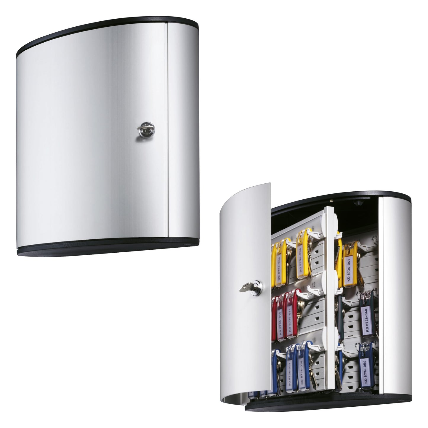 Durable Key Safe Box 54 - Wall Mounted Lockable Cabinet - Holds up to 54 Key Clips - Includes Secure Lock - Aluminium and Includes 6 Key Clips