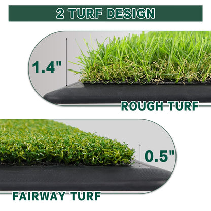 LIBERRWAY Golf Mat, Foldable & Replaceable Golf Hitting Mat with Fairway and Rough Synthetic Turf, Golf Practice Mat Include 5 Tees for Indoor and