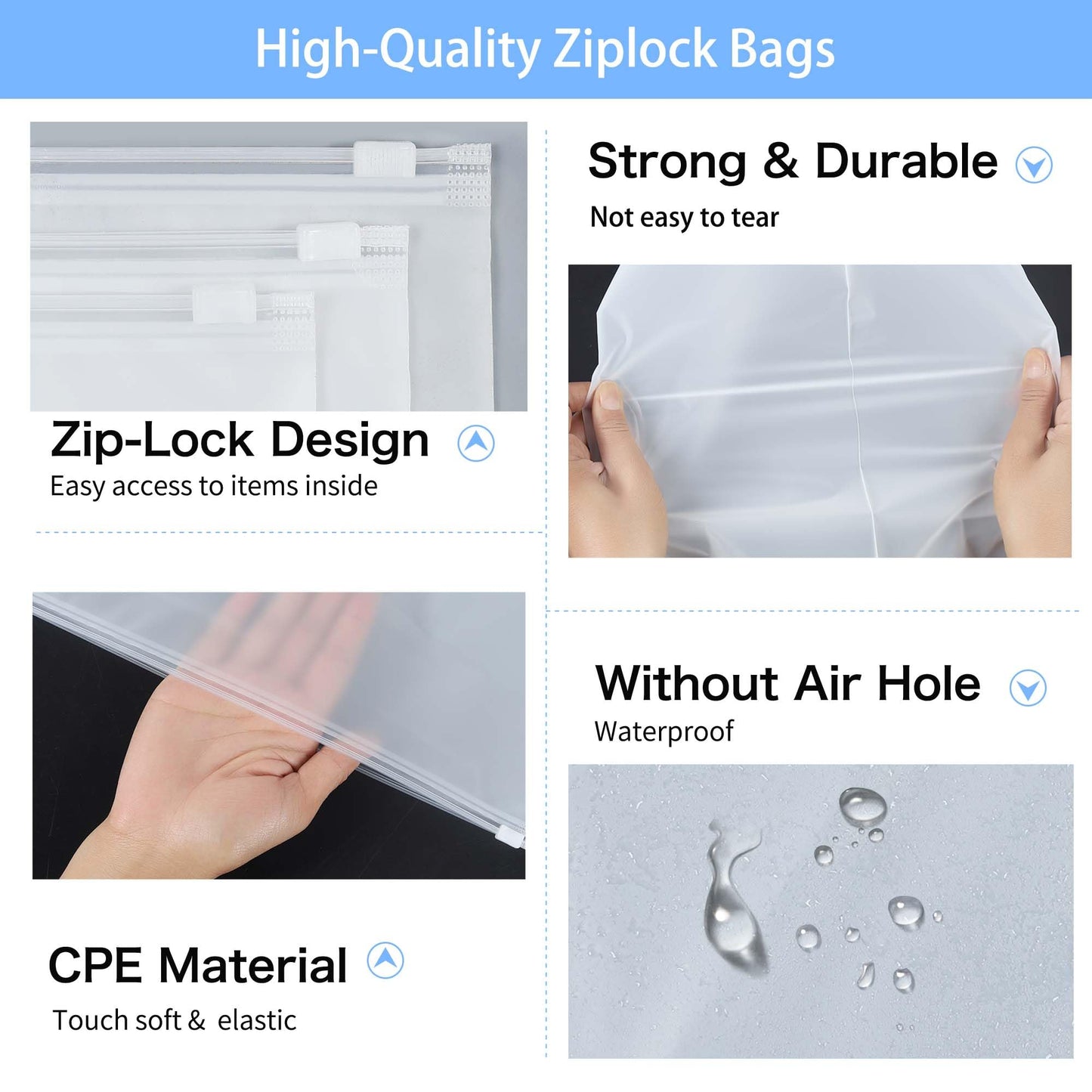 30Pcs Large Ziplock Bags for Clothes - 40x30cm Plastic Storage Bags, Reusable Hospital Bag Organizer, Waterproof & Dustproof Travel Bags for Shoes