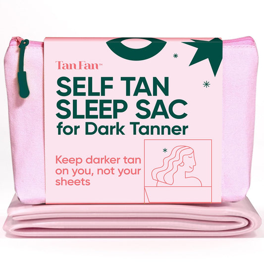 Tan Fan Self Tan Sleep Sac for Dark Tanner (Pink) - Keep Sheets Clean from Dark Tan Stains w Thicker Bottom Underlay For Extra Protection - 100% Cool