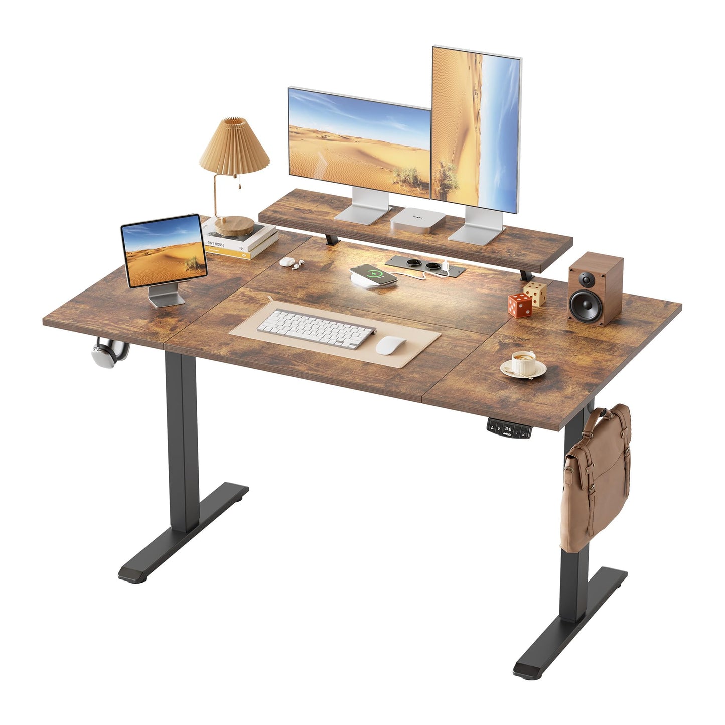 Klicelor Electric Standing Desk, Led & Plug, Movable Monitorstand, 140x80