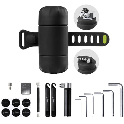 BONE】Portable Bike Repair Capsule, 14-in-1 Bicycle Repair Tool Kit, Mountain/Road Bike maintenance with Tire Pump & Wrench Tool Kit, Bike Accessories for Cycling, Emergency Bike Repair Bag