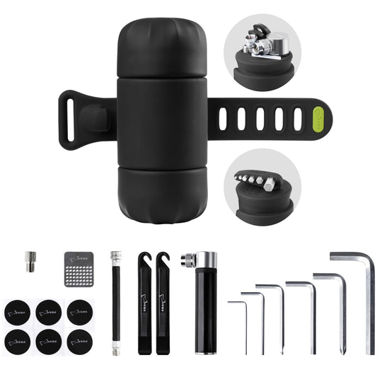BONE】Portable Bike Repair Capsule, 14-in-1 Bicycle Repair Tool Kit, Mountain/Road Bike maintenance with Tire Pump & Wrench Tool Kit, Bike Accessories for Cycling, Emergency Bike Repair Bag