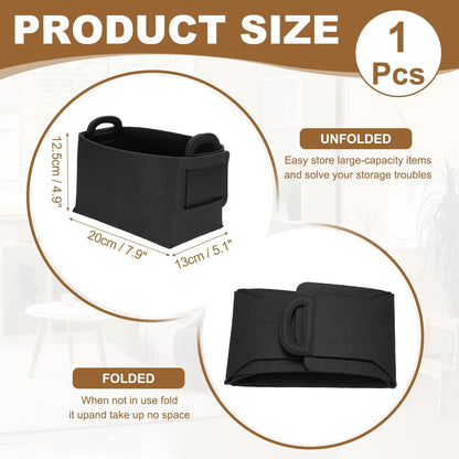 sourcing map Felt Storage Bin, 18 x 13 x 11cm Foldable Organizer Basket with Handles