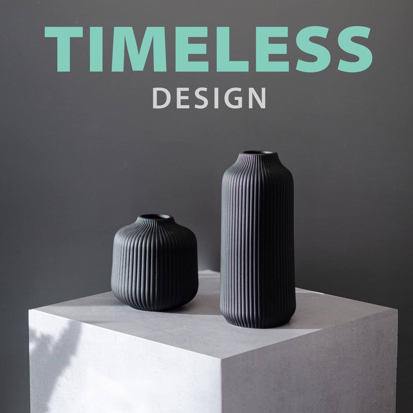 flature Ceramic Vases in Nordic Style, Modern Vase Deco for Pampas Grass, Boho Deco for Windowsill, Vases Set in Black Matt, Flower Vase as Home