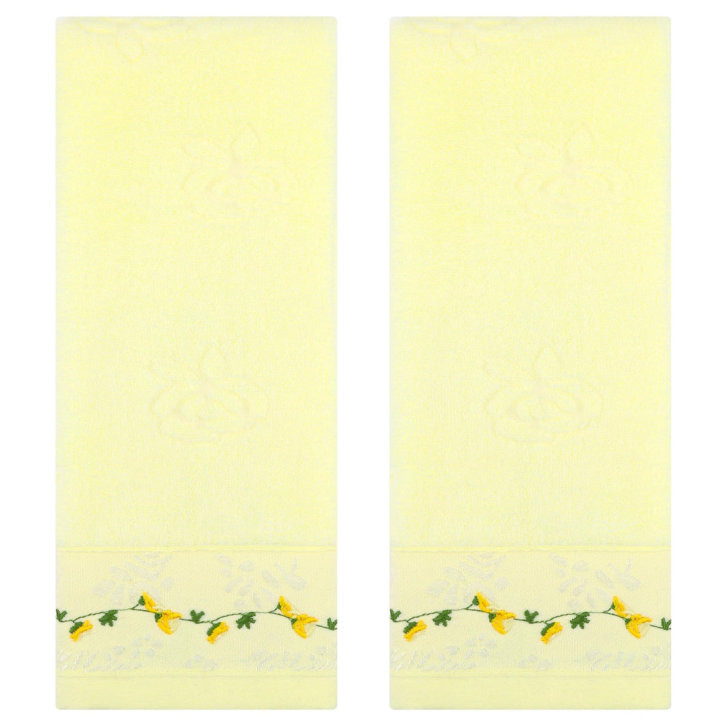 HMETOL Soft Absorbent Floral Embroidered Hand Towels for Bathroom Kitchen