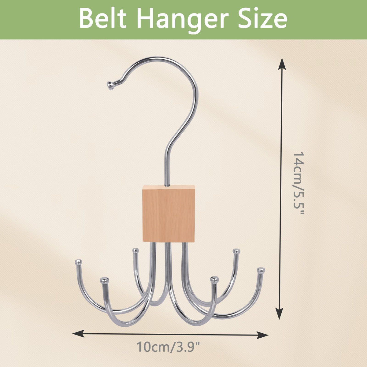Niuoppy 2PCS 360°Swivel Belt Hanger for Wardrobe, Belt Hangers for Men, Belt Organizer Belts Rack with 6 Hooks 2, Log Color