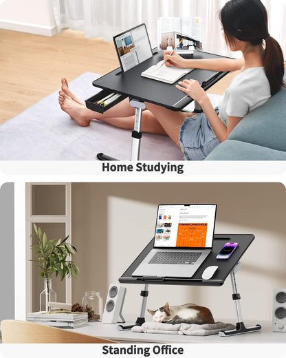 SAIJI Laptop Bed Tray Desk, X-Large Adjustable Laptop Table Black