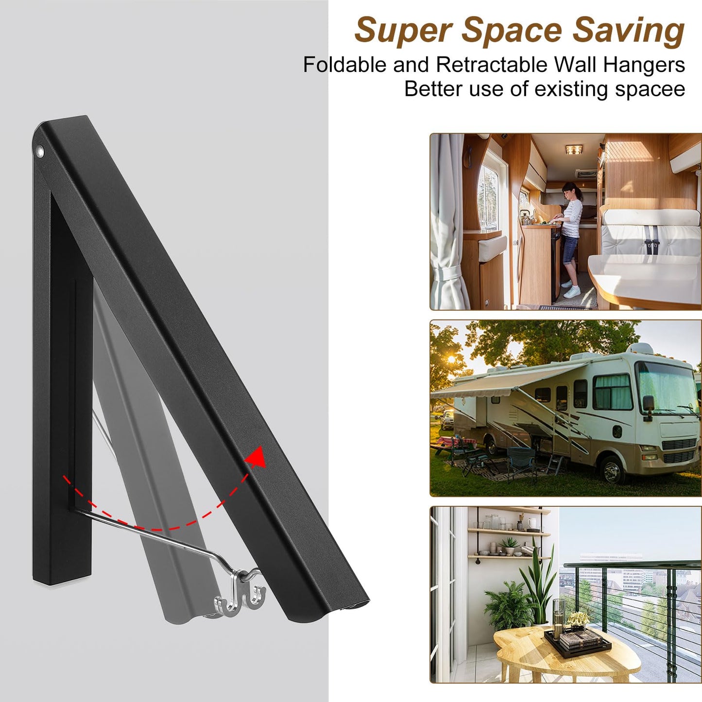 sourcing map 2pcs Retractable Clothes Rack for Laundry, Aluminum Clothes Drying Rack Wall Mounted with 80cm/31 Rod