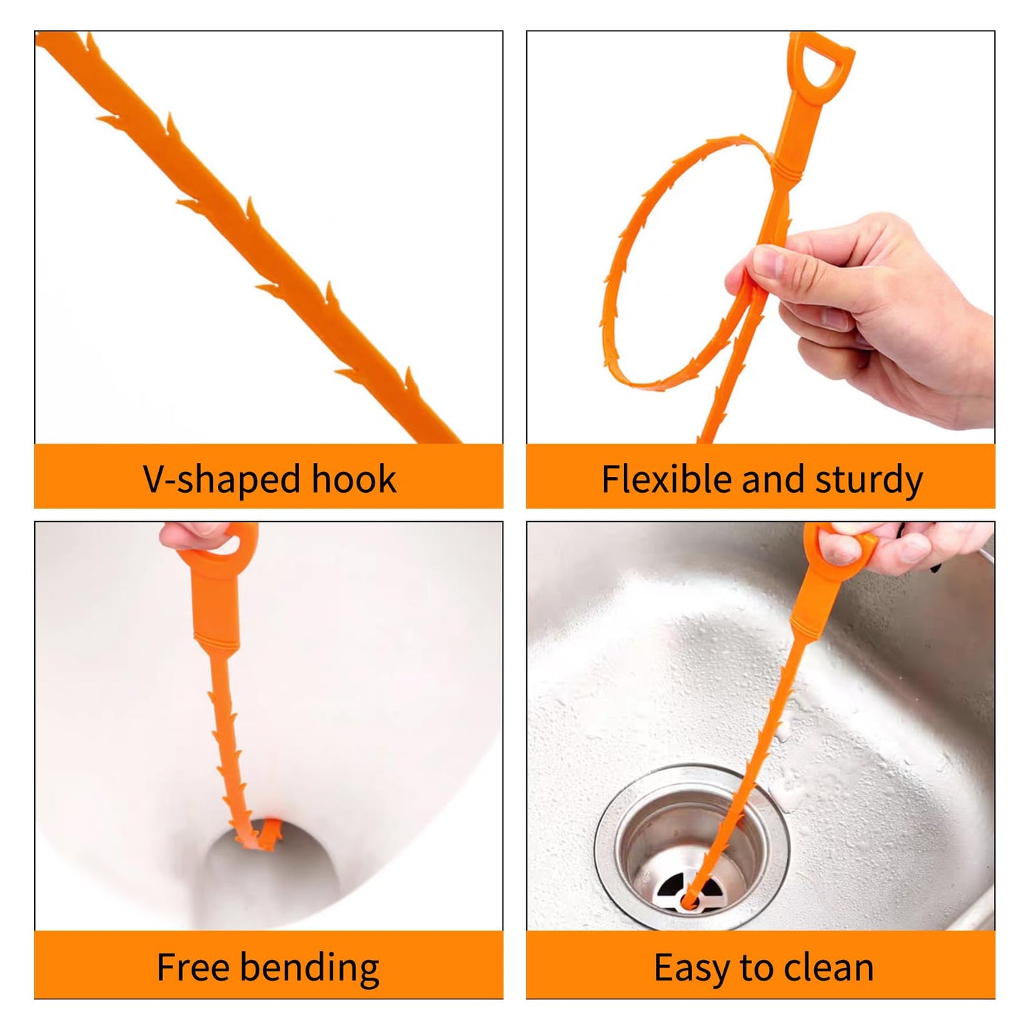 6 Pcs Bathroom Kitchen Sink Unblocker Tool, Kitchen Bath Drain Unblocker Tools, Multifunctional Plumbing Unclogger Tool Drain Cleaning Brush for