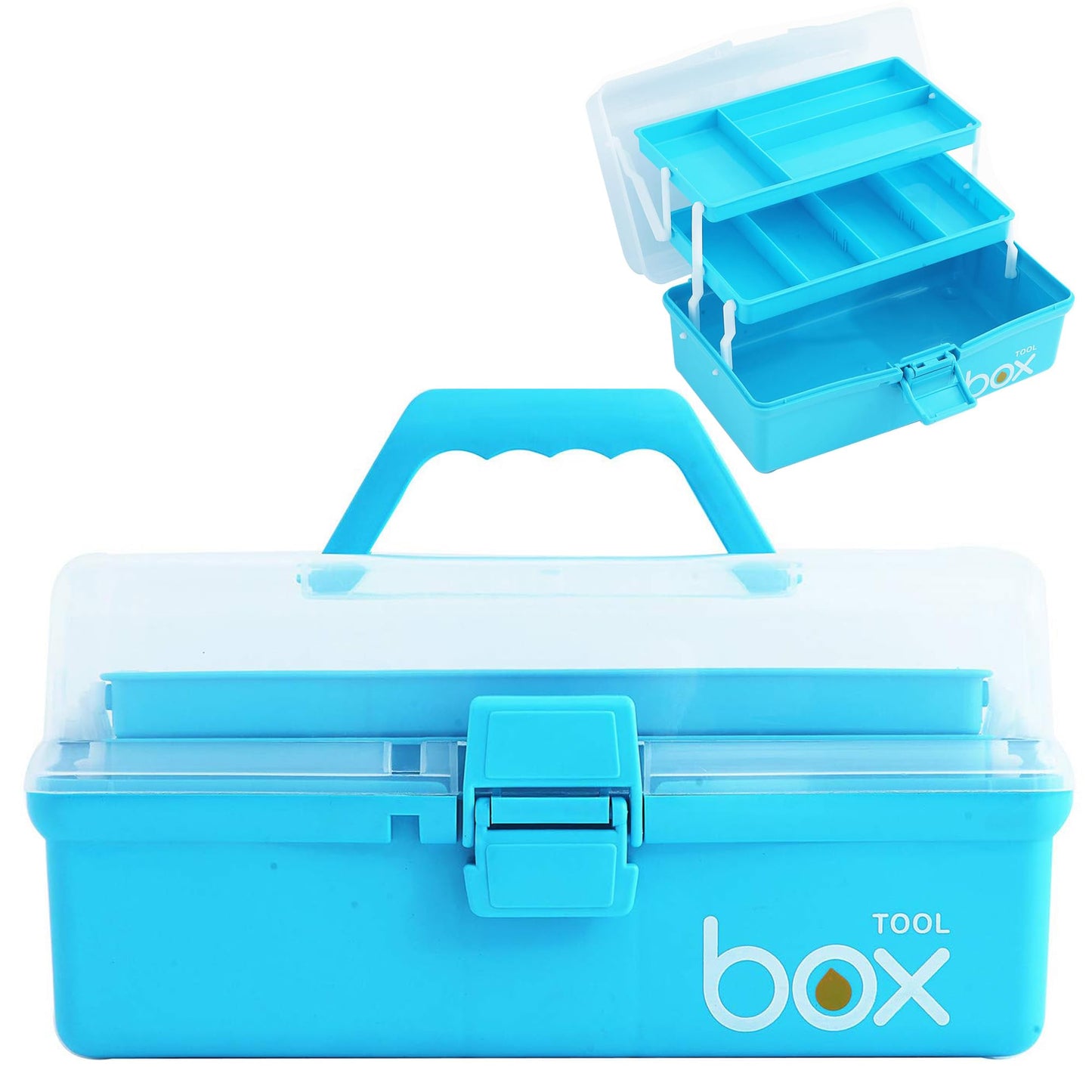 imuounl 3 Layer Multipurpose Storage Box,Plastic Tool Box,Art & Crafts Storage Box with Compartments