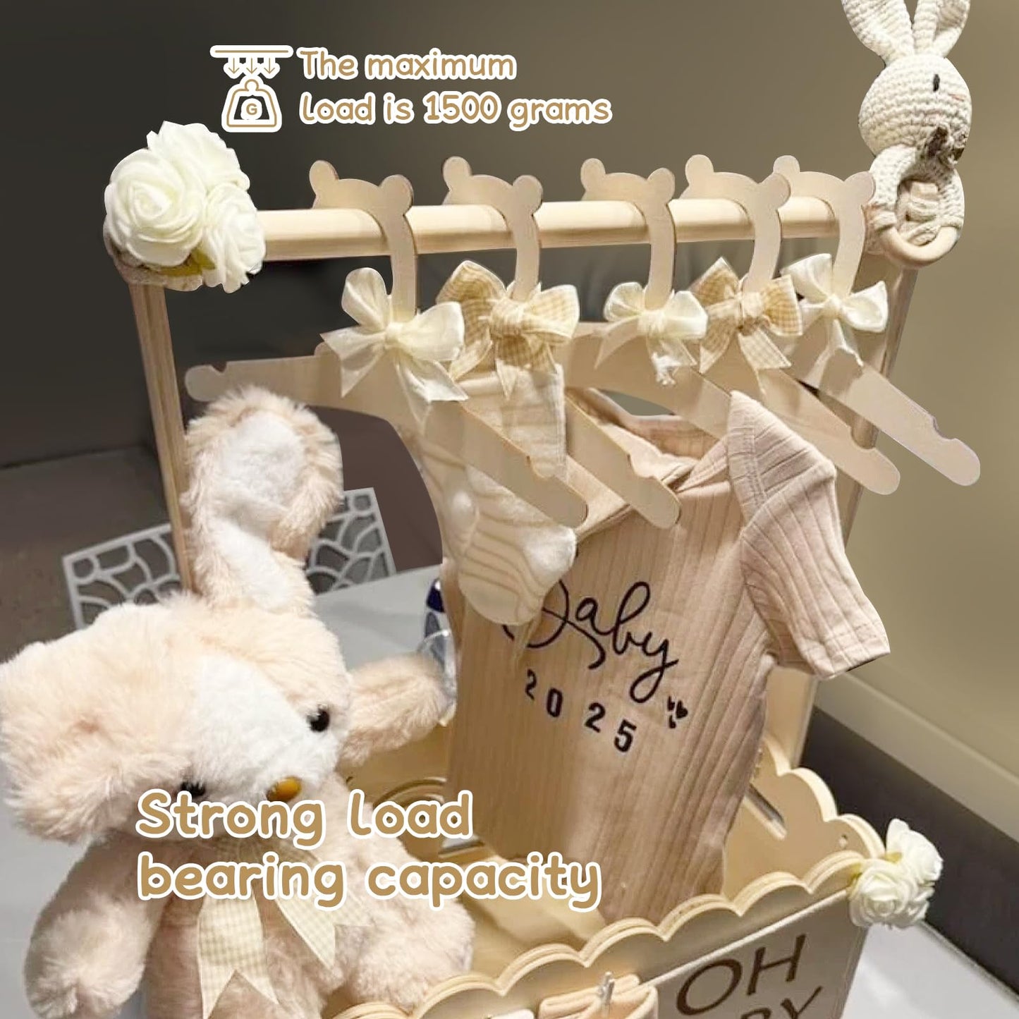 PEAPIN 20PCS Cute Bear Shaped Baby Hangers Wooden Baby Hangers
