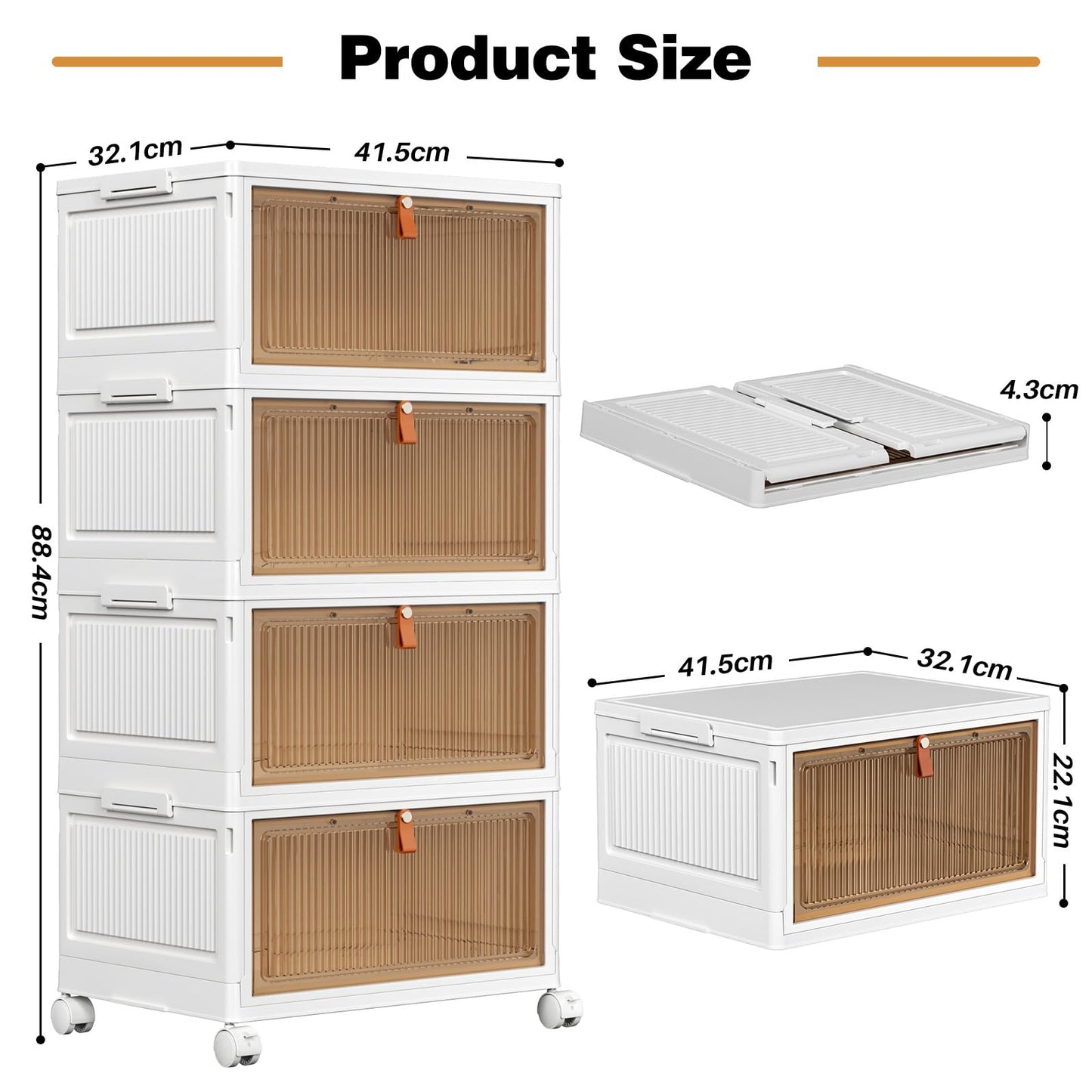 PurKeep Storage Boxes with Lid - 28L*4 Tier Plastic Storage Box with Lid
