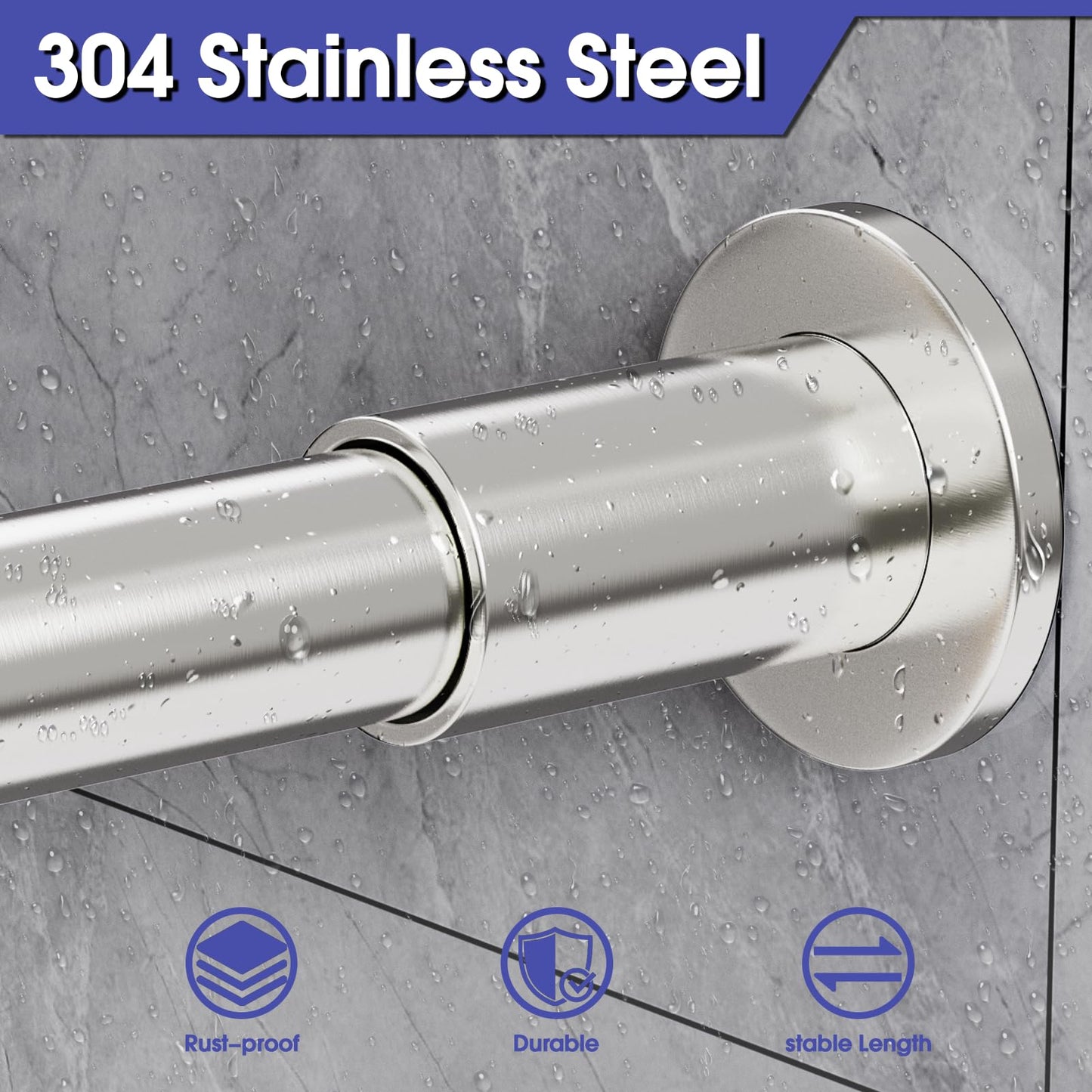WELDUN L-Shaped Shower Curtain Rod, 68-96cm × 68-96cm Stainless Steel