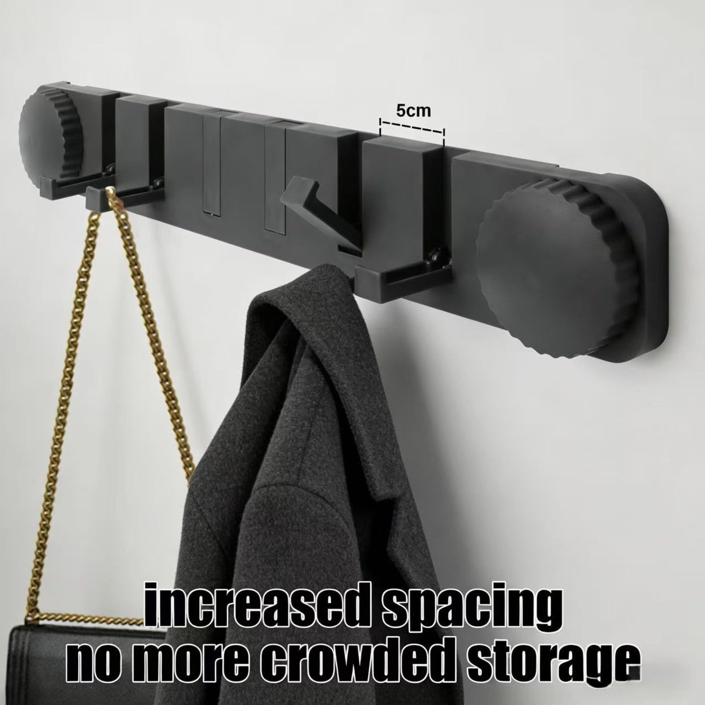Plliocse Wall Coat Hook Racks Folding Invisible Coat Hooks Easy Install Clothes Rack for Space Saving (Grey)