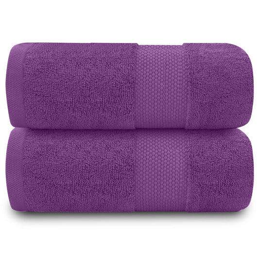 GC GAVENO CAVAILIA 100% Cotton Pack of 2 Bath Sheets, Premium Quality 700 GSM Fade Resistant Extra Absorbent Towels, Egyptian, Purple, 90x140 Cm