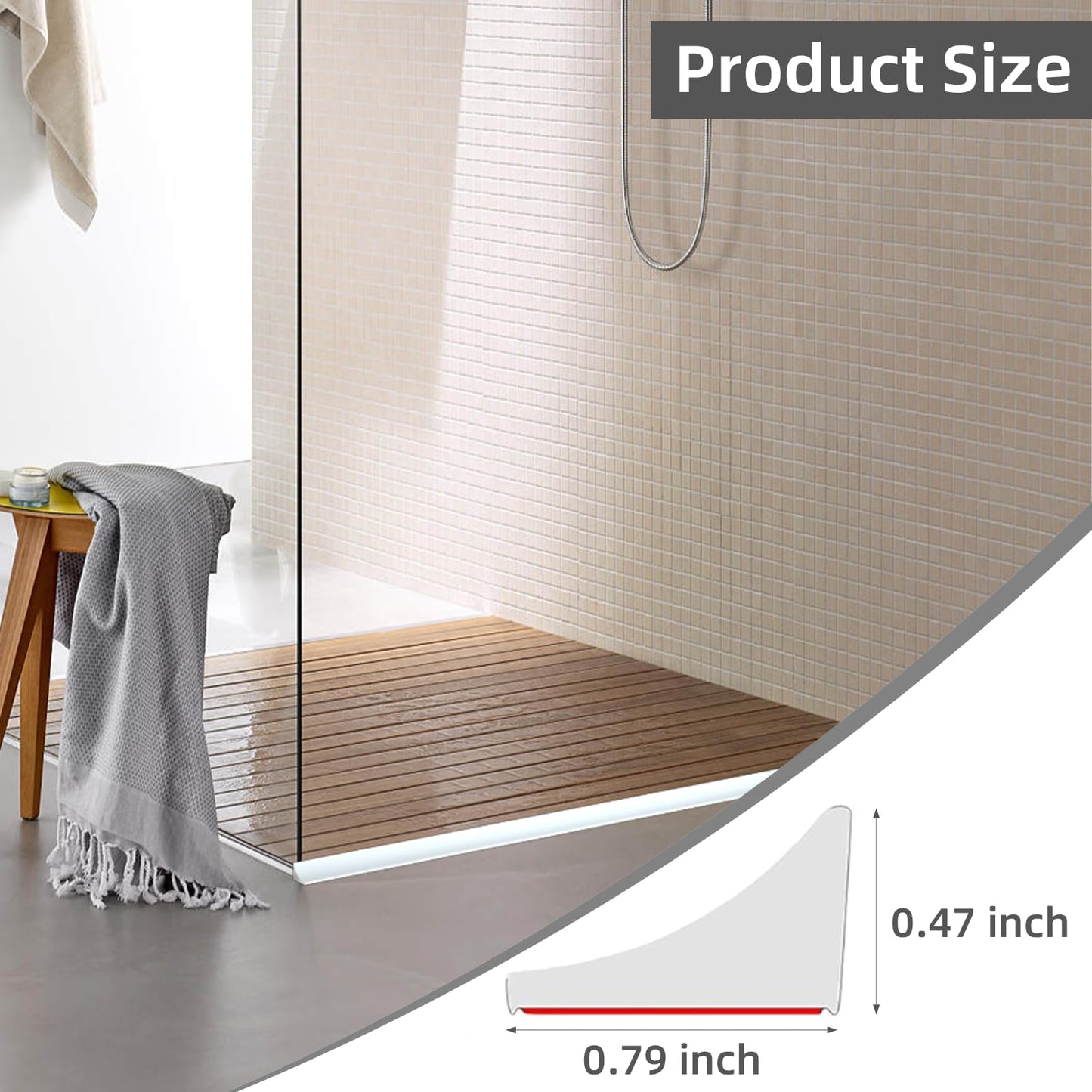 Esufeir 39"/1M Clear Wet Room Floor Barrier for Bathroom,Shower Tray
