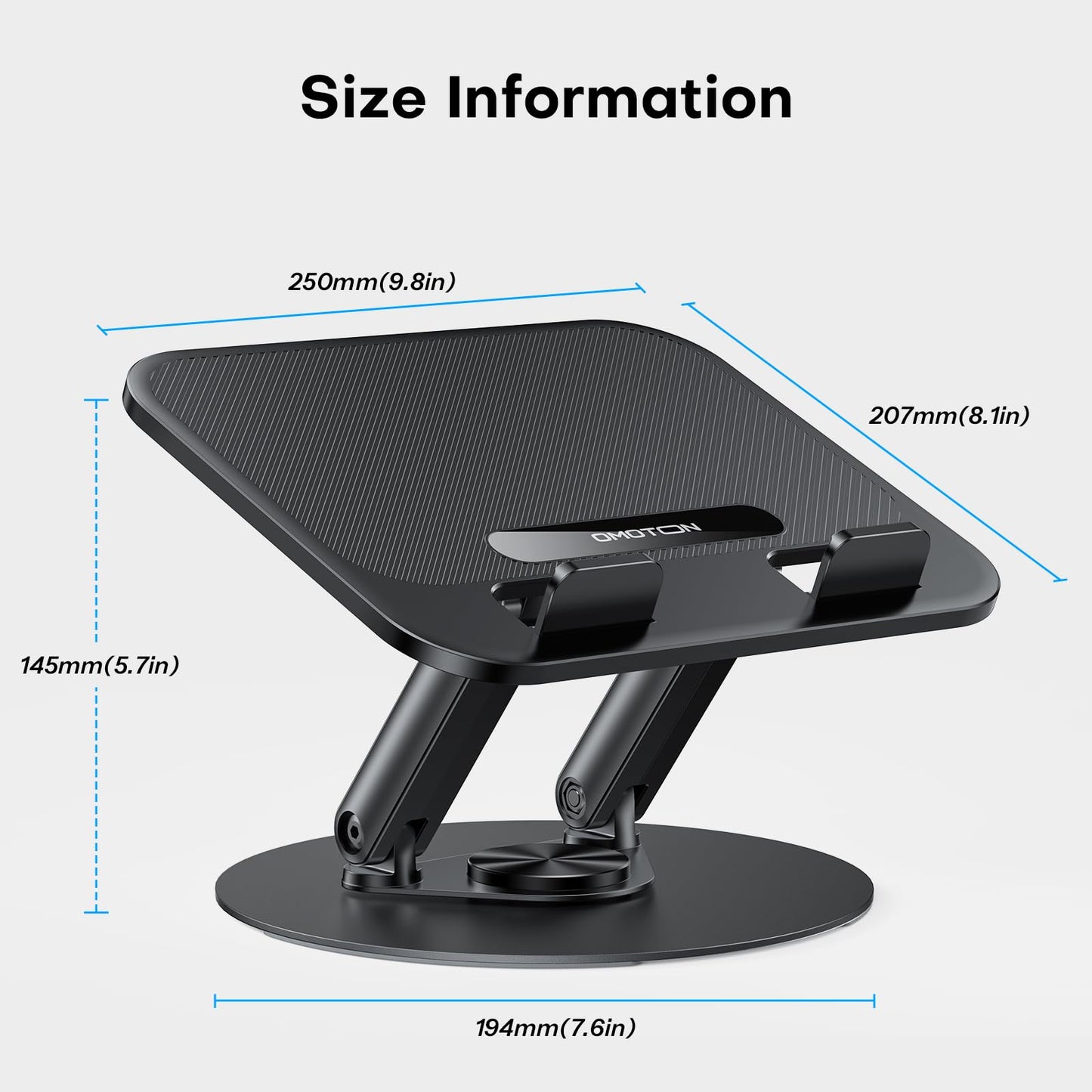 OMOTON 360° Swivel Laptop Stand for Desk, with Adjustable Height, up to 15"