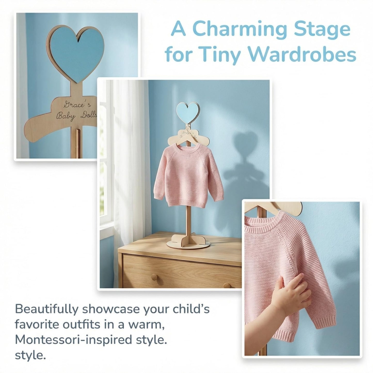 Cabilock Baby Clothes Display Stand Child T Shirt Display Stand Wood Portable Baby Clothing Rack for Retail Vendors Newborn Clothing for Dresses