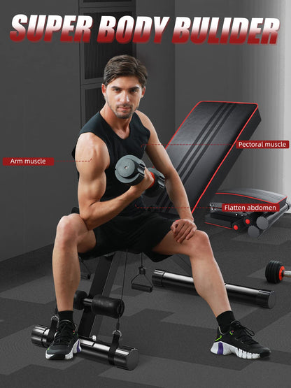 YOLEO Adjustable Weight Bench, 330lbs 7 Level Foldable Workout Bench Incline/Decline Utility Exercise Bench Ab Bench for Home Training Weight lifting