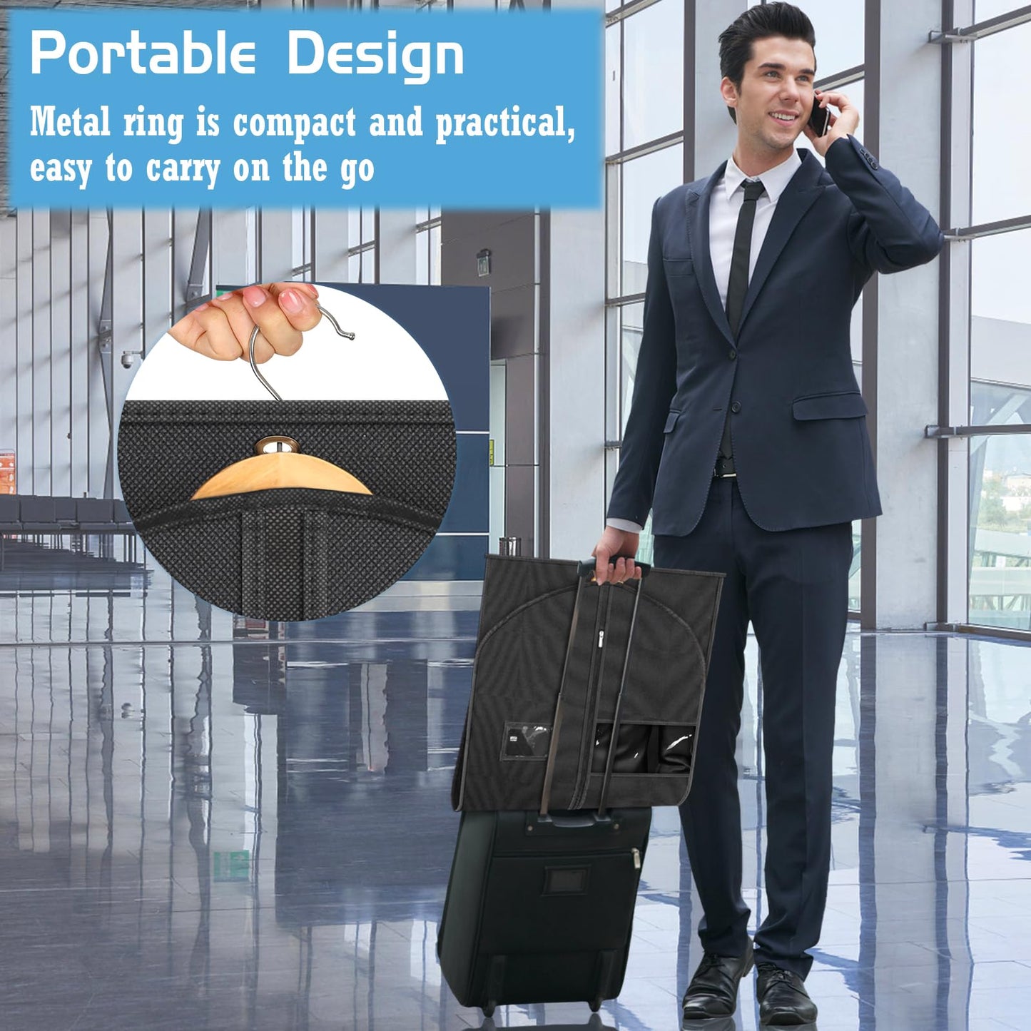 SuitBags for Men 120 x 60 CM, Dust-Proof Garment Bags, Non-woven Fabric Suit Bag, Prevent Moths Suit Cover with Zip, Clothes Covers for Suits, Dress