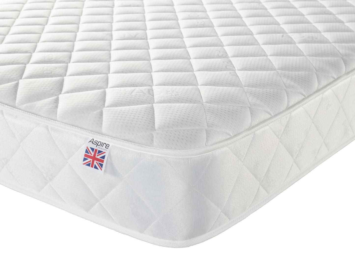 Aspire Beds Cumulus White 2 Sleep Comfort Layers & AC Aspire-Cool Touch Sleep Surface Foam Free Bonnell 500 Sprung Premium Economy Mattress