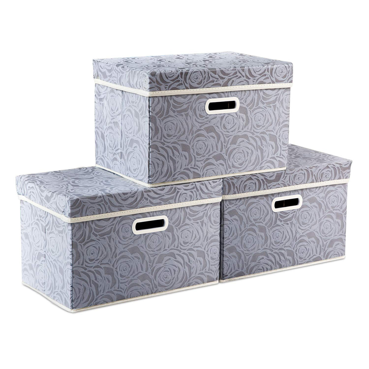 Prandom Storage Boxes with Lids.Rose Pattern Fabric Decorative Storage Box, Really Useful Box,Clothing Storage,Cubes