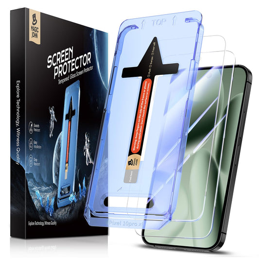 MAGIC JOHN 2 Pack for Google Pixel 10 Pro XL Screen Protector, HD Tempered Glass Screen Protector with Dust Free Installation Tool, HD Screen, Anti-