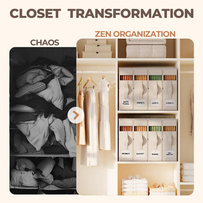 6Pack Linen Sheet Organizers and Storage - King/Queen Size Sheet Storage Organizer with Window