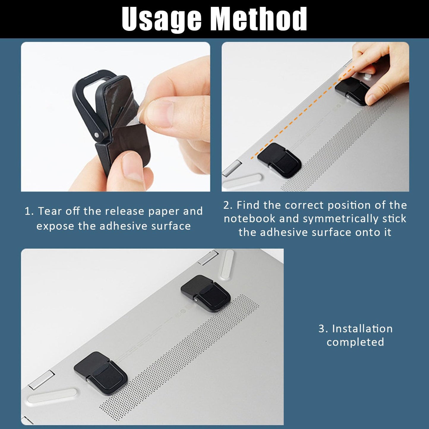 ZEACCT 4-Pack Portable Keyboard Riser, Self-Adhesive Mini Laptop Stand, Foldable & Invisible Adjustable Support for Desk or Laptop (Black)