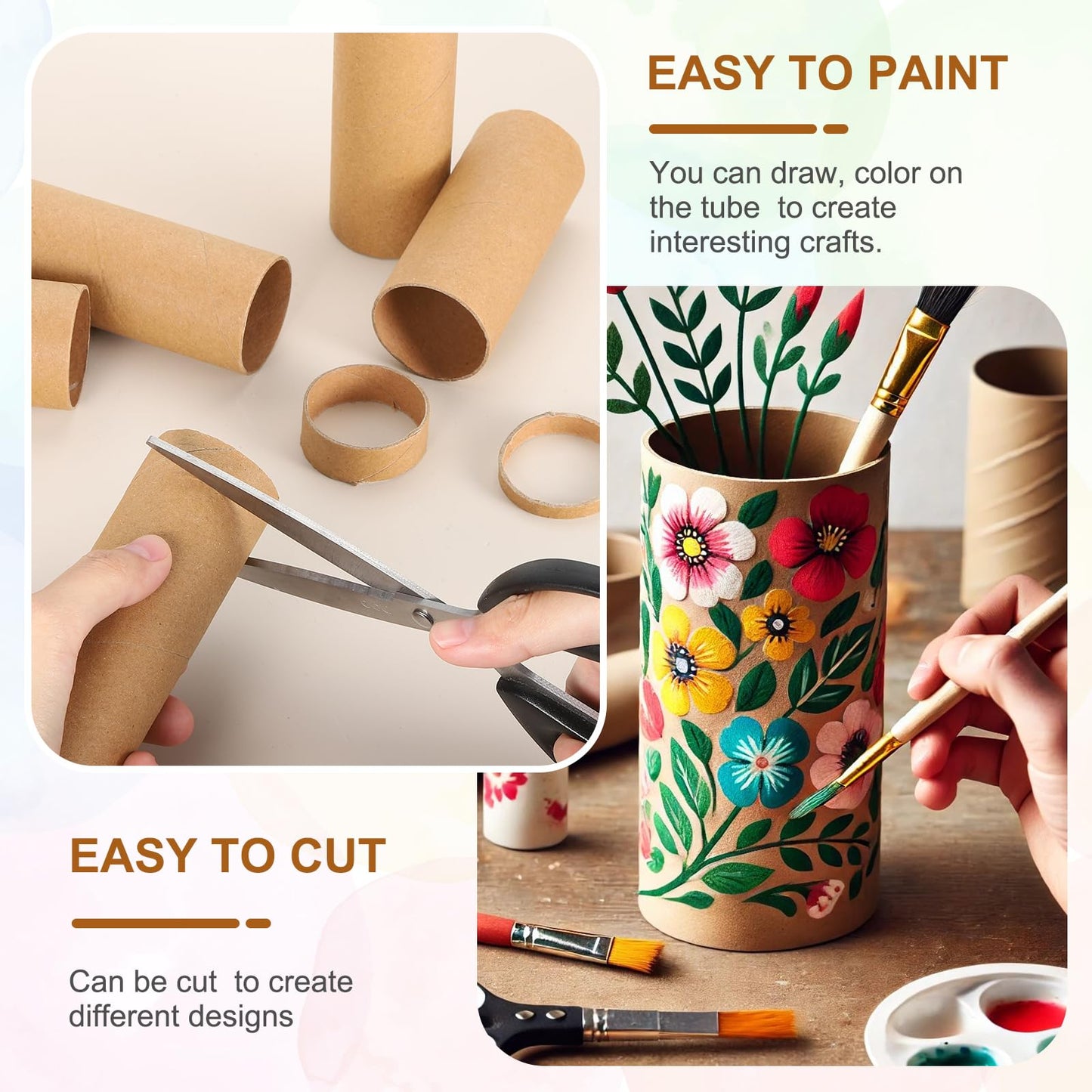 PATIKIL 6 Pcs Cardboard Tubes 1.6 x 11.8 Inch Toilet Paper Rollers Bulk for Crafts Empty Round Towel Tissue for Creative Design Crafting Supplies