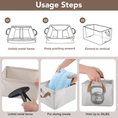 2 Pack Storage Baskets for Shelf, Small Closet Organizers and Storage Cream