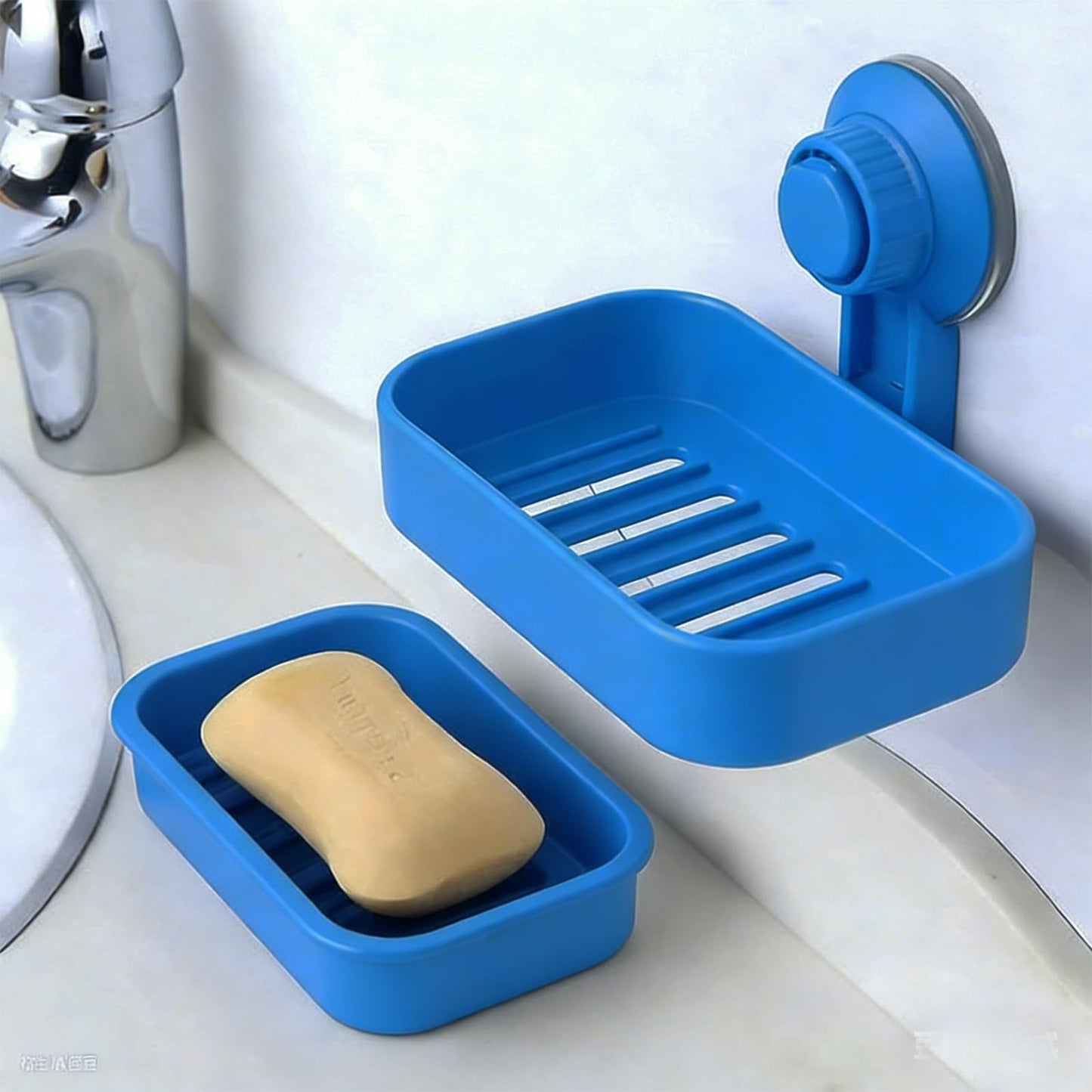 Suction Soap Dish for Bathroom, Shower Soap Bar Holder Tray with Drainage