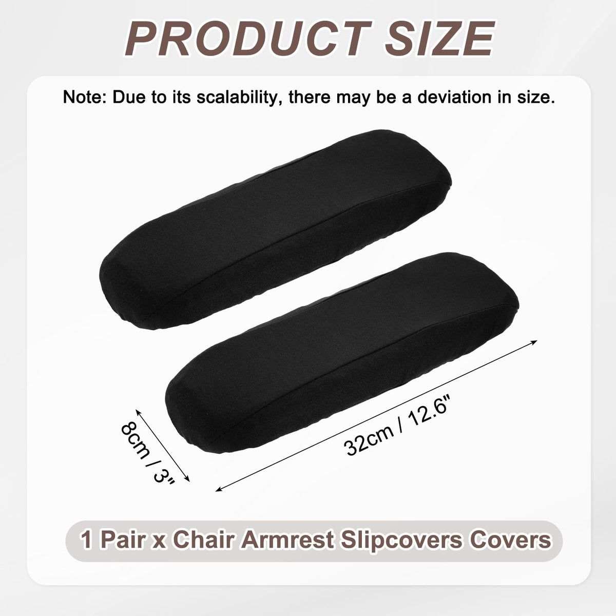 sourcing map Chair Armrest Slipcovers Covers, 32 x 8cm Polyester Removable Seat Hand Rest Protector for Office Chairs Desk ChairBlack