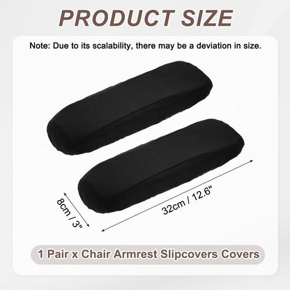 sourcing map Chair Armrest Slipcovers Covers, 32 x 8cm Polyester Removable Seat Hand Rest Protector for Office Chairs Desk ChairBlack