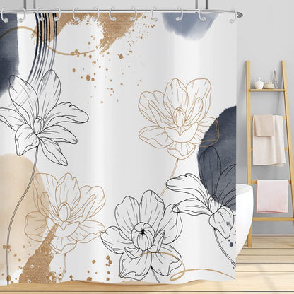Hnmdmyi Boho Shower Curtain 180x180, Abstract Floral Shower Curtains Mid Century Modern Geometric Minimalist Aesthetic Art Bathroom Curtains