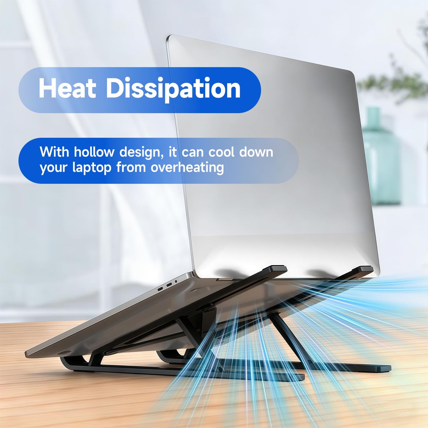 CHUNGG Adjustable Laptop Stand for Desk, Phone Holder, Foldable Portable Laptop Riser Holder Accessories