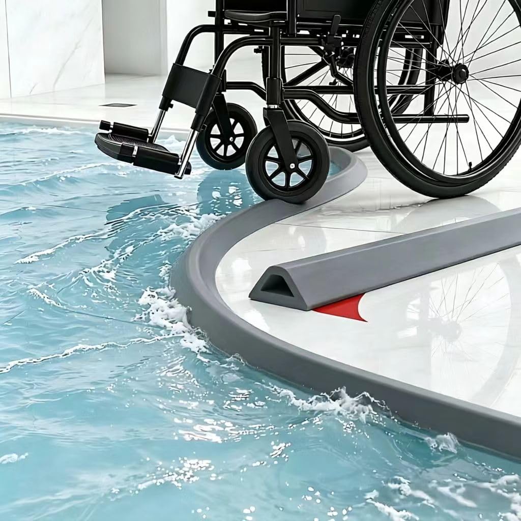 Wet Room Floor Barrier, Shower Tray Sealing Strip, Self-Adhesive Silicone Waterproof Shower Water Barrier for Bathroom Floor