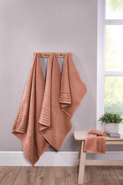 Rapport Home Linear Bath Sheets 2 Pack | Rose Red | 90x140cm | Luxurious 500GSM 100% Cotton | Oeko-Tex Certified Absorbent & Soft Bathroom Towels
